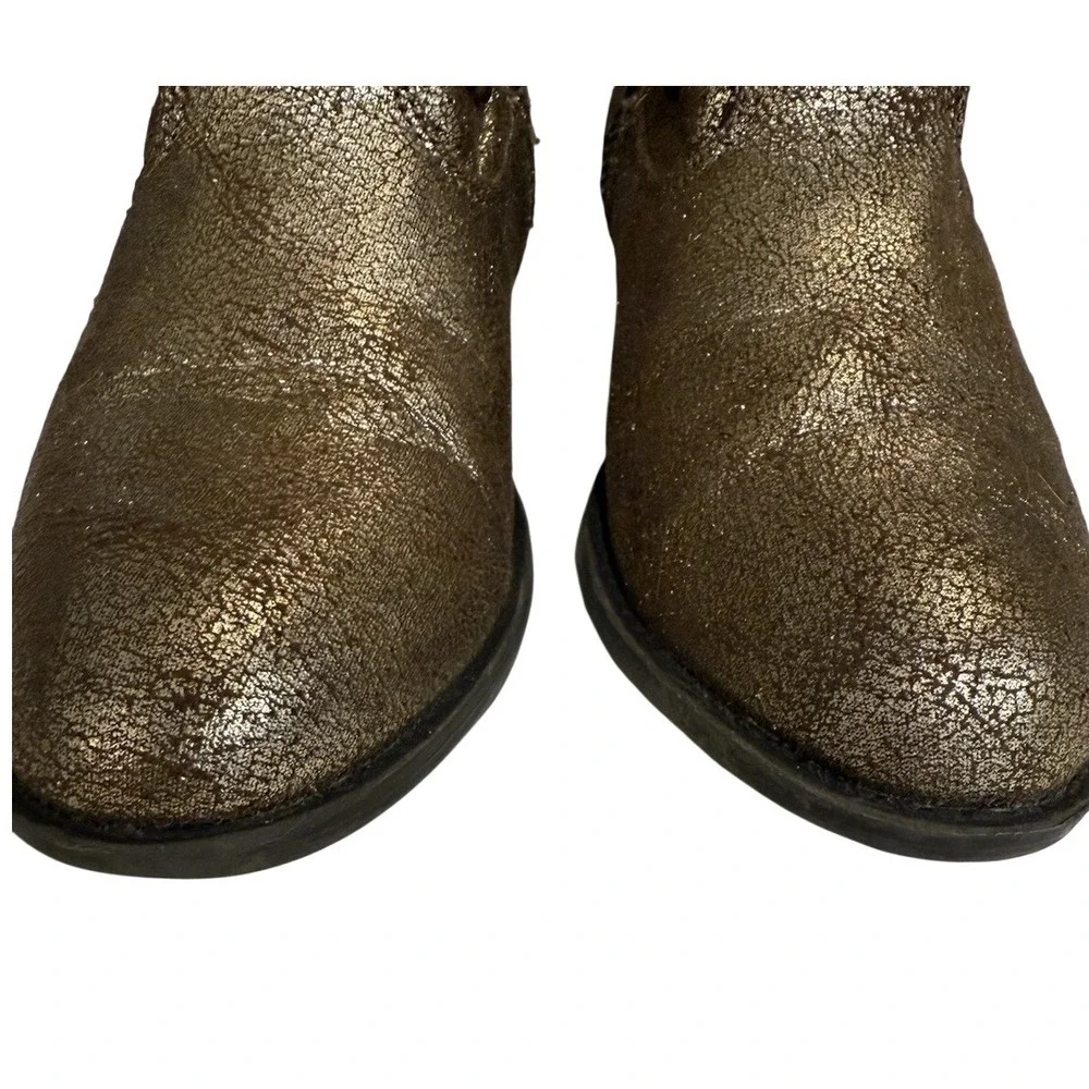 FRYE Deborah Girls Gold Studded Distressed Leather Short‎ Bootie Boots Size 13